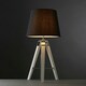 image 2 of ValueLights Clipper White Tripod Table Lamp With Large Black Tapered Shade Black