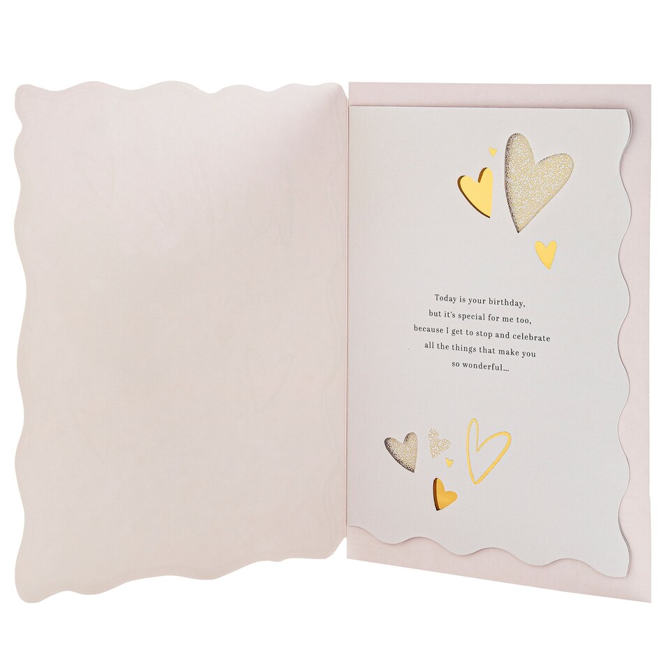 image 1 of Hallmark Birthday Card For Wife - Gold foil Hearts Design And Heartfelt Verse