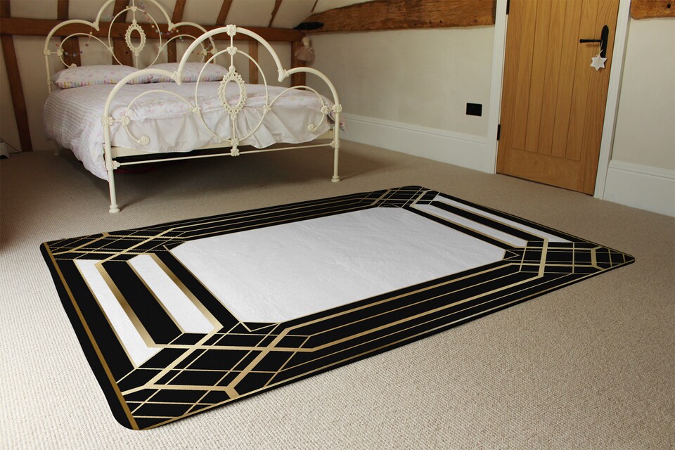 image 1 of Art Deco Black Frame Designer Rug | Multi