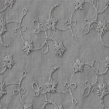Grey Embroidered Cotton Lawn Fabric for Dressmaking, 150cm / 59" Wide - per metre
