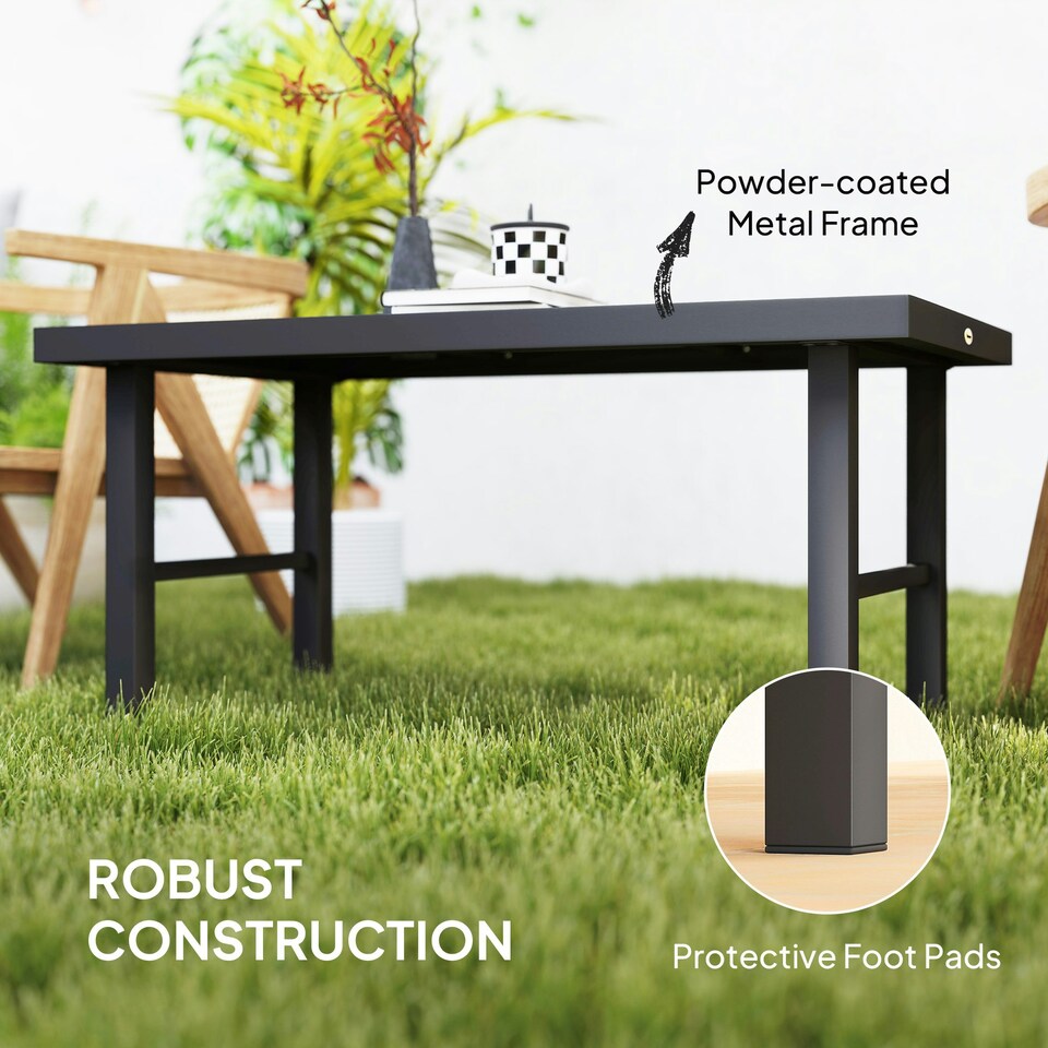 image 1 of Outsunny Garden Coffee Table with SPC Woodgrain Tabletop Wood Effect Brown | Brown