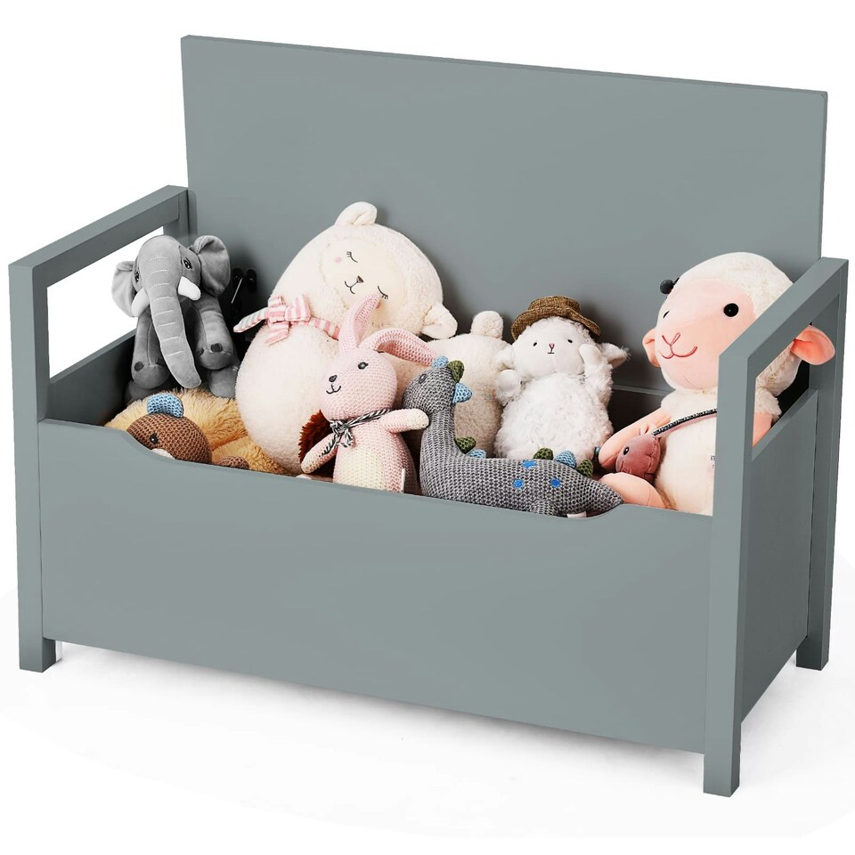 image 1 of COSTWAY Wooden Shoe Bench Shoe Storage Cabinet Organizer Grey