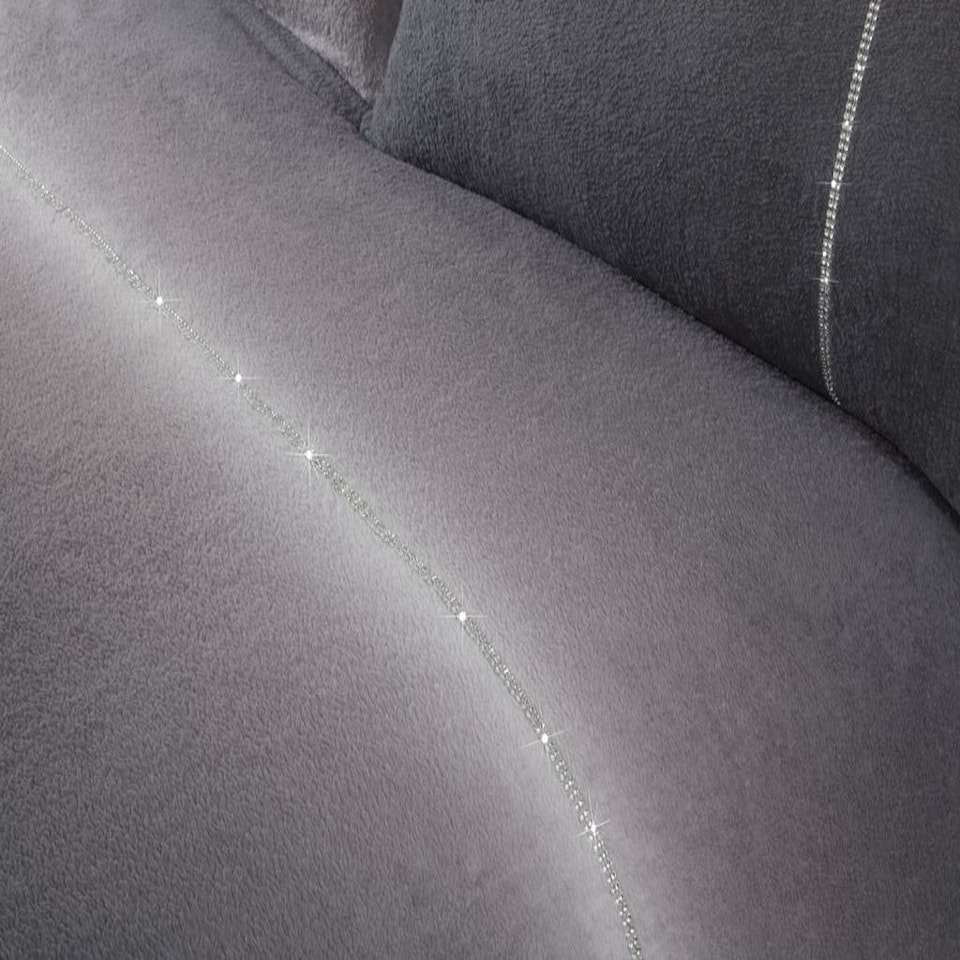 image 1 of Diamante Teddy Duvet Cover Set with Pillowcase Grey | Single