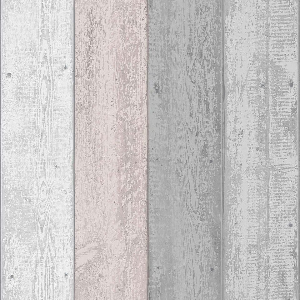 image 1 of Arthouse Painted Wood Wallpaper - Grey/Blush - 10m x 53cm | Grey