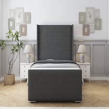 Sloomy Devonshire Graphite Dumfries Bed Frame With 50" Upholstered Wingback Headboard 4'6 Double