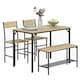 image 2 of HOMCOM 4 Piece Dining Table and Chairs Set, Industrial Kitchen Table Set of 4 with 2 Chairs and Bench, Space Saving Table and Chairs with Shelf for Small Spaces, Natural Wood Effect
