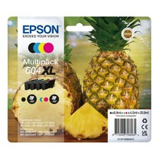 Epson Pineapple 604 Black Cyan Magenta Yellow High Capacity Ink Cartridge Multipack 8.9ml + 3 x 4ml (Pack 4) - C13T10H64010 N/A