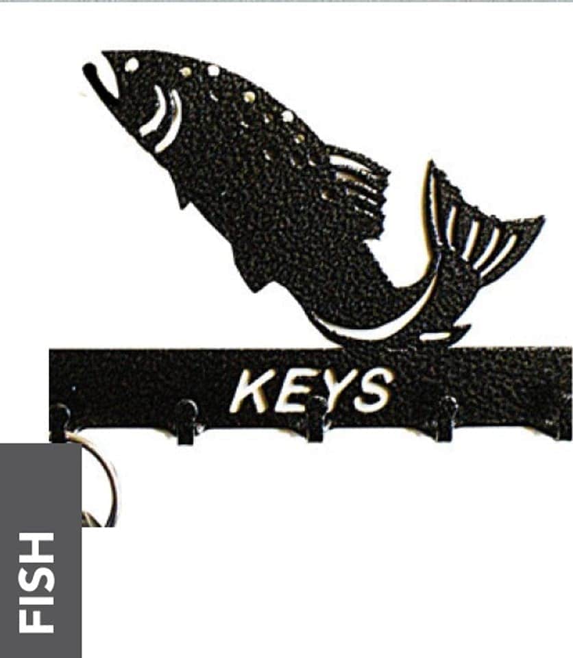 Poppyforge Fish Key Holder - Rack - Solid Steel - W15xH9 cm - Powder Coated Black