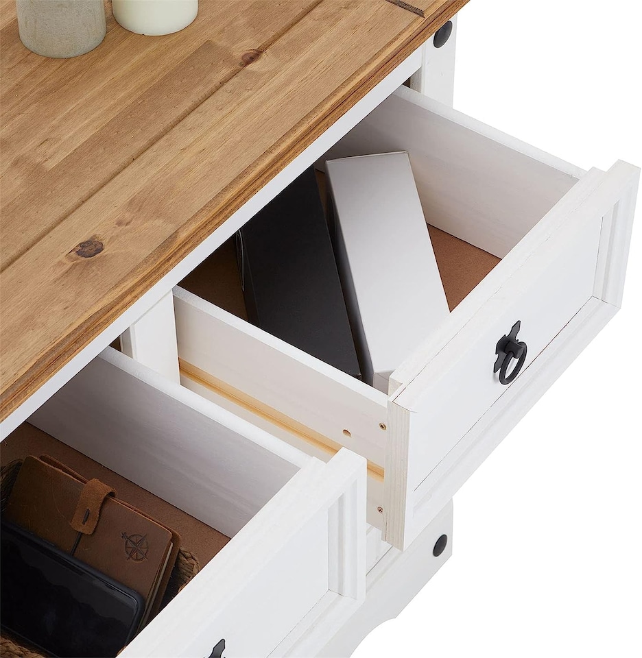 image 1 of Corona Sideboard White 3 Door 3 Drawer Mexican Solid Pine Wood