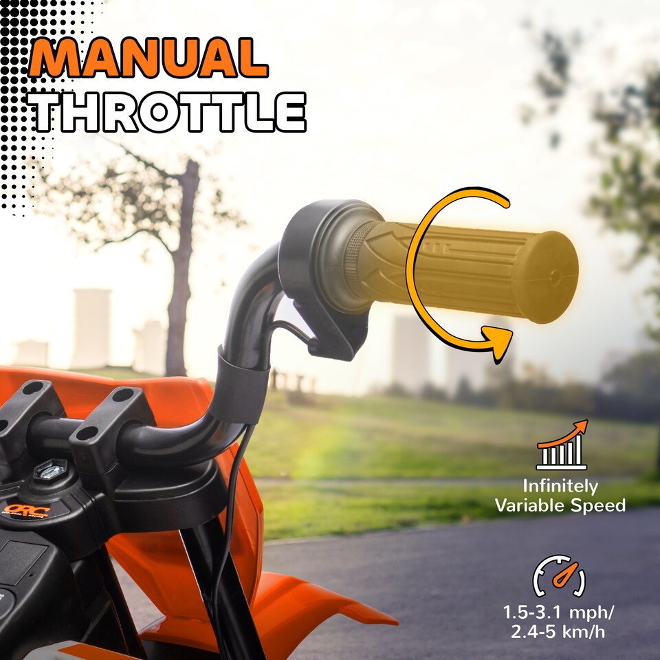 image 1 of AIYAPLAY 12V Ride On Motorbike with Removable Training Wheels, Orange