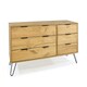 image 4 of Core Products Augusta Pine, 3+3 Drawer Wide Brown Chest Of Drawers Brown