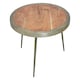 image 3 of Acacia Wood Round Coffee Table-Kitchen Table With Distinctive Grain-Metallic Accent Table With Splayed Legs
