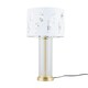 image 2 of Set of 2 Aura - Satin Brass Lamps with White Fern Cut Out Shades Bronze | White