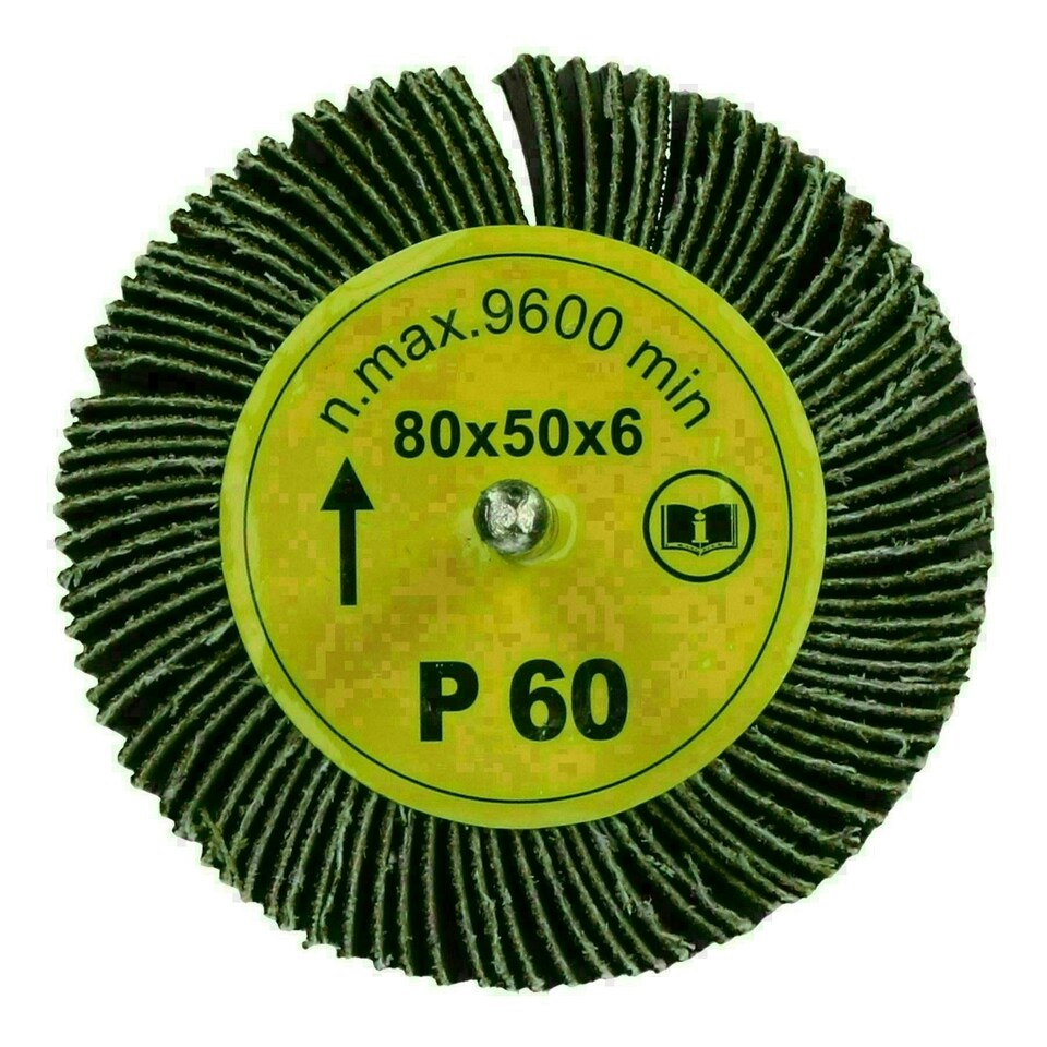 image 1 of 60 Grit Flap Wheel Disc Shaft Mounted Abrasive Sanding Drill 80mm X 50mm