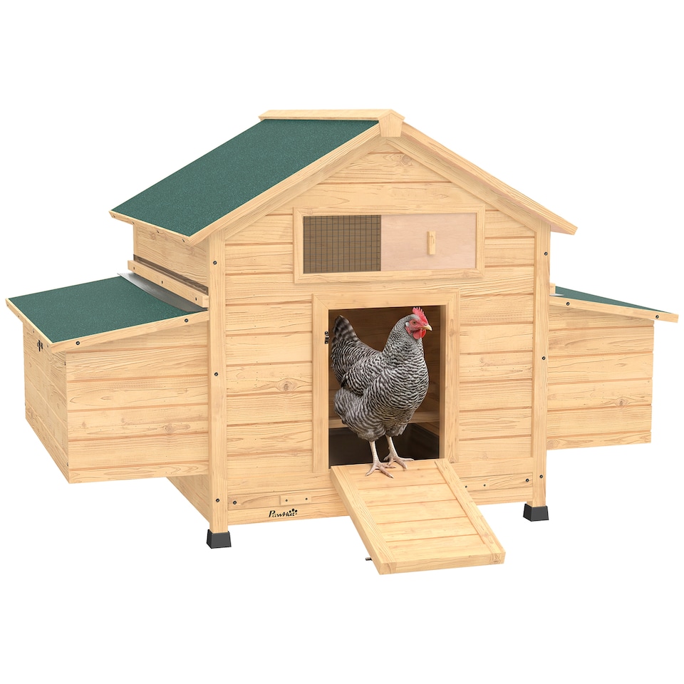image 1 of PawHut Chicken Coop with Nesting Box, Openable Top, Pull-Out Tray, Yellow