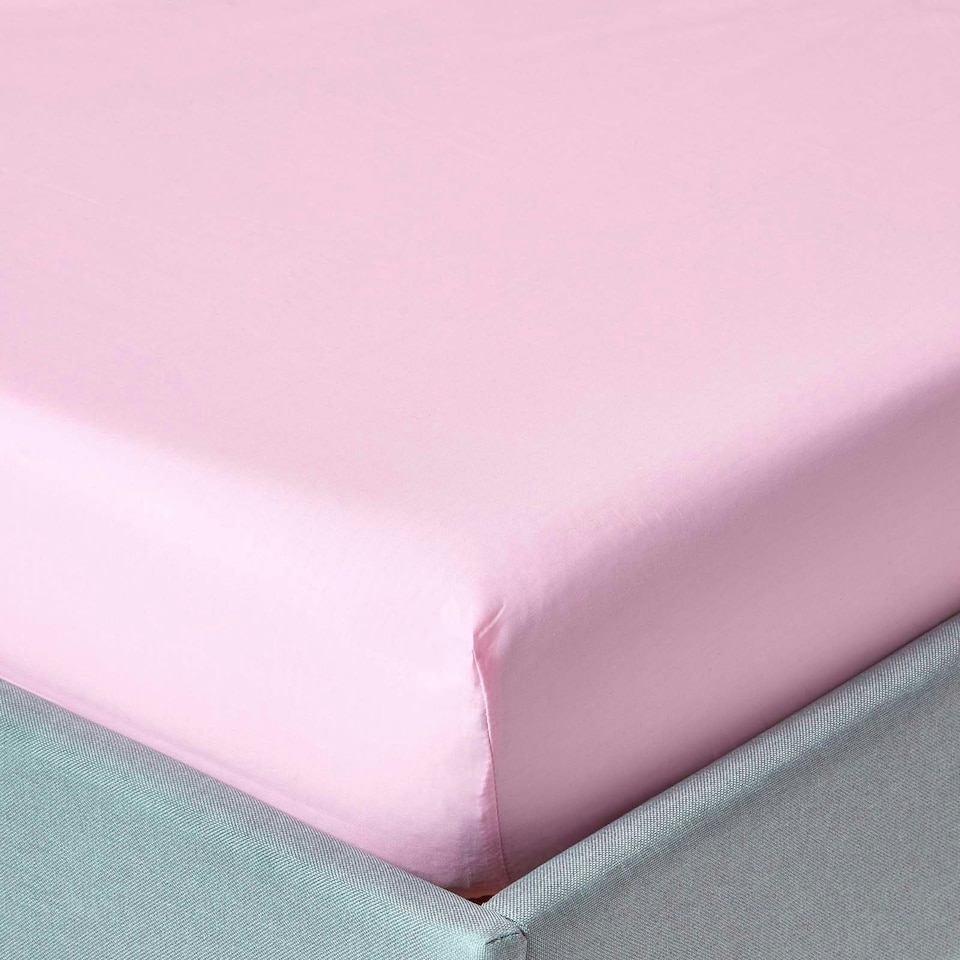 image 1 of Homescapes Pink Egyptian Cotton Deep Fitted Sheet 200 TC, King Pink | King