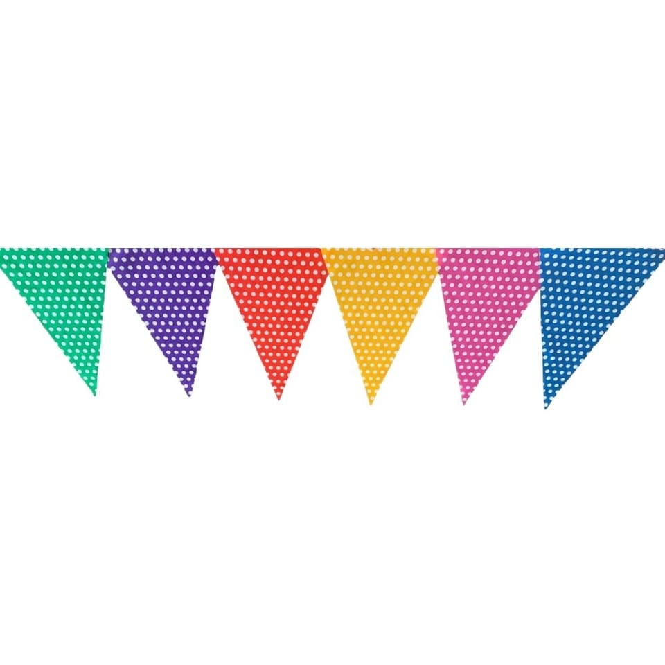 image 1 of Polka Dot Party Bunting with Orange String 10m with 20 Pennants