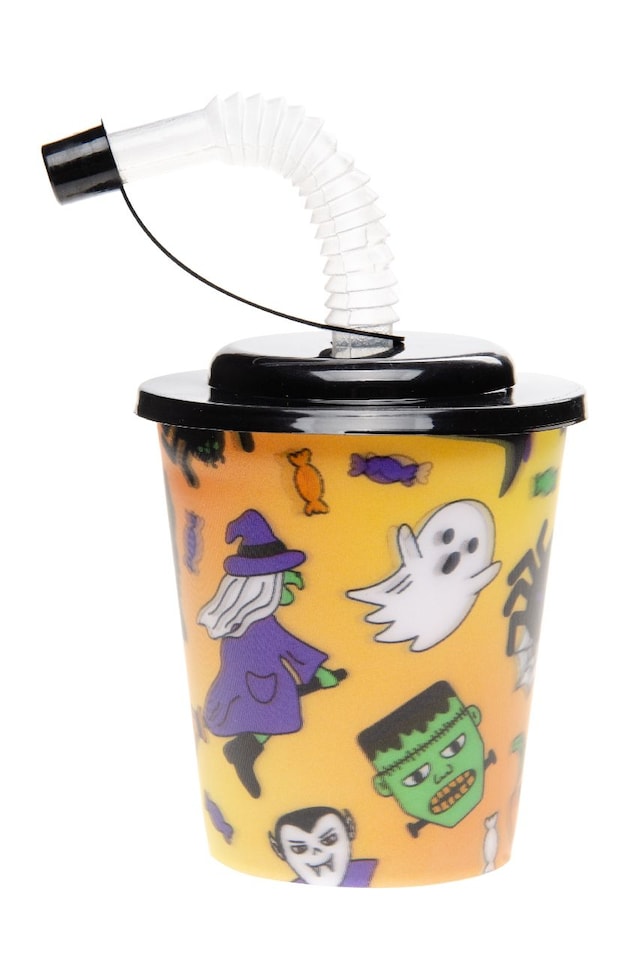 image 1 of Pack of 12 Halloween 3D Cups With Straw and Lid