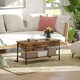 image 8 of HOMCOM Industrial Lift Top Coffee Table with Storage Shelf Rustic Brown Brown