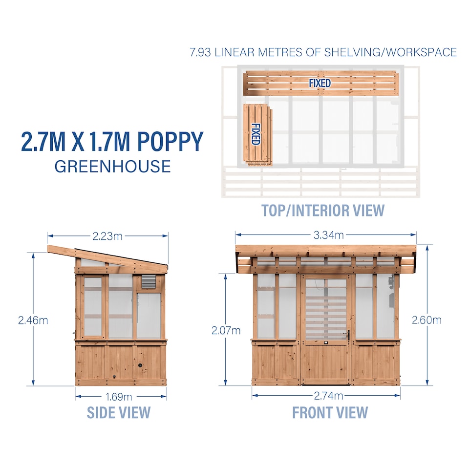 image 1 of Backyard Discovery Poppy Cedar Wood Polycarbonate Greenhouse with Pergola Front and Powerport 2.7m x 1.7m (9ft x 6ft)