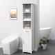 image 2 of kleankin Tall Bathroom Storage Cabinet with 3 Tier Shelf, Cupboard, Drawer, Door, Freestanding Linen Tower, Slim Side Organizer, White