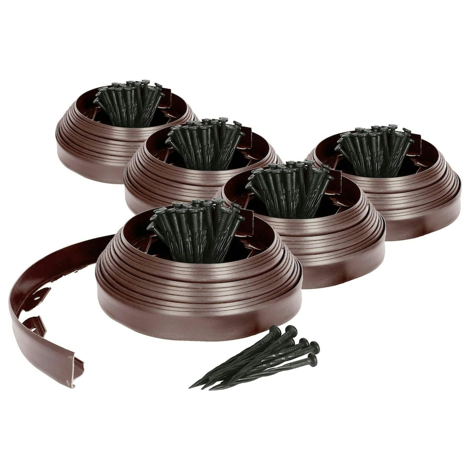 image 1 of Harbour Housewares Flexible Plastic Lawn Edging - 100m x 4cm - Brown