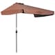 image 1 of Outsunny 2.3m Half Round Parasol Garden Sun Umbrella Metal w/ Crank Brown