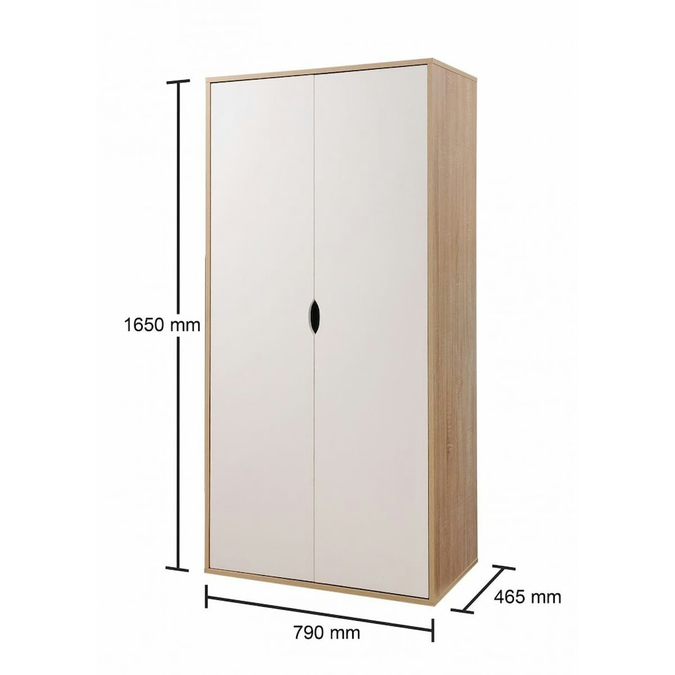 image 1 of Alton 2 Door Double Wardrobe White & Oak