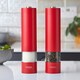 image 1 of Cooks Professional Electric Salt & Pepper Mill Set | Adjustable Grind Settings | Simple One-Button Operation | Red