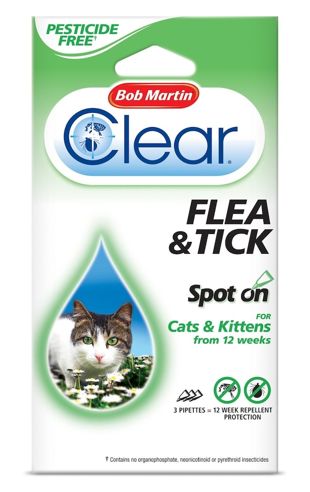 Bob Martin Clear Cat Spot On 12 Weeks Peticide Free - Pack of 10