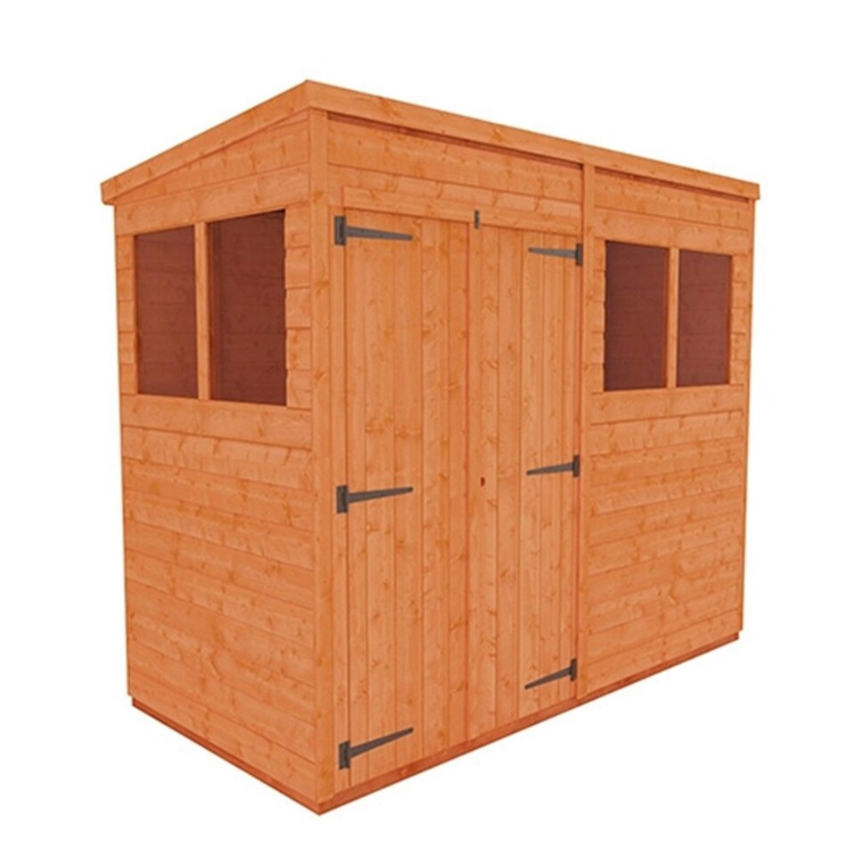 image 1 of 8 x 4 (2.38m x 1.15m) Wooden Tongue and Groove PENT Shed + Double Doors (12mm T&G Floor and Roof) (8ft x 4ft) (8x4)