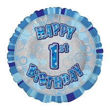 Unique Party 18 Inch Circle Blue Happy Birthday Foil Balloon - Blue - 4 Blue