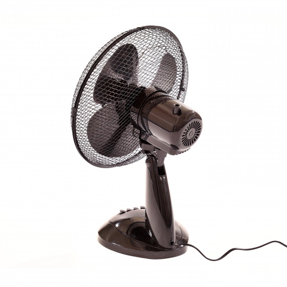 image 1 of 12 Inch 3 Speed Oscillating Black Electric Desk Home Office Fan