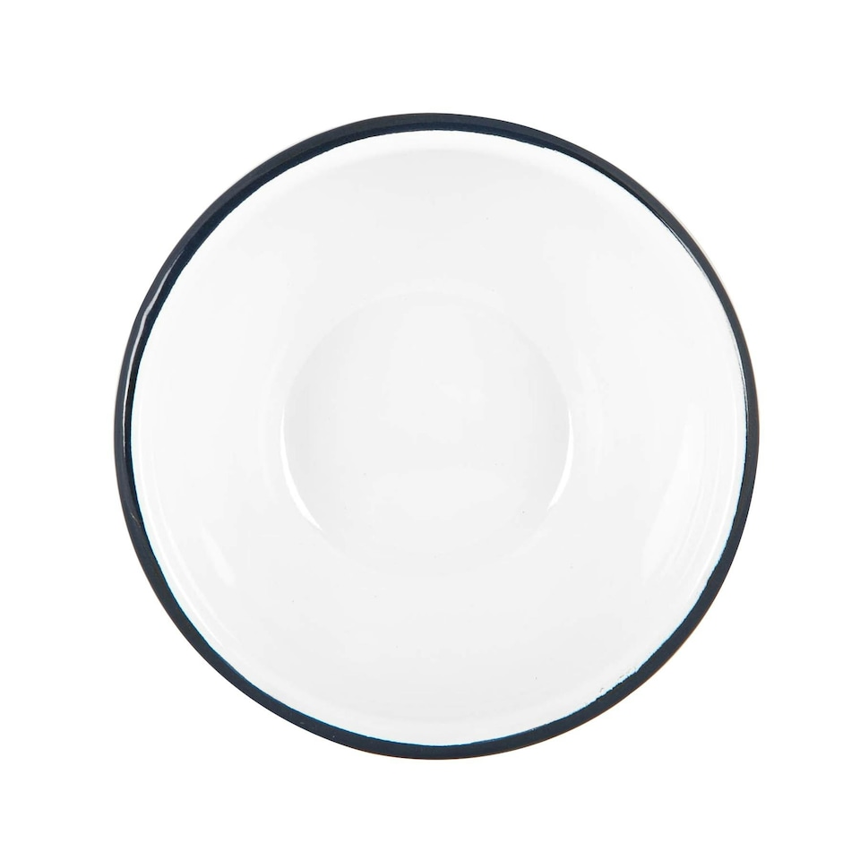 image 1 of Argon Tableware White Enamel Bowls - 16cm - Navy - Pack of 6 Blue