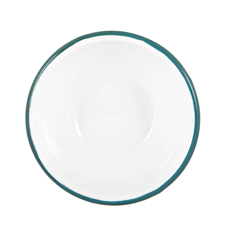 image 1 of Argon Tableware White Enamel Bowls - 16cm - Green - Pack of 6