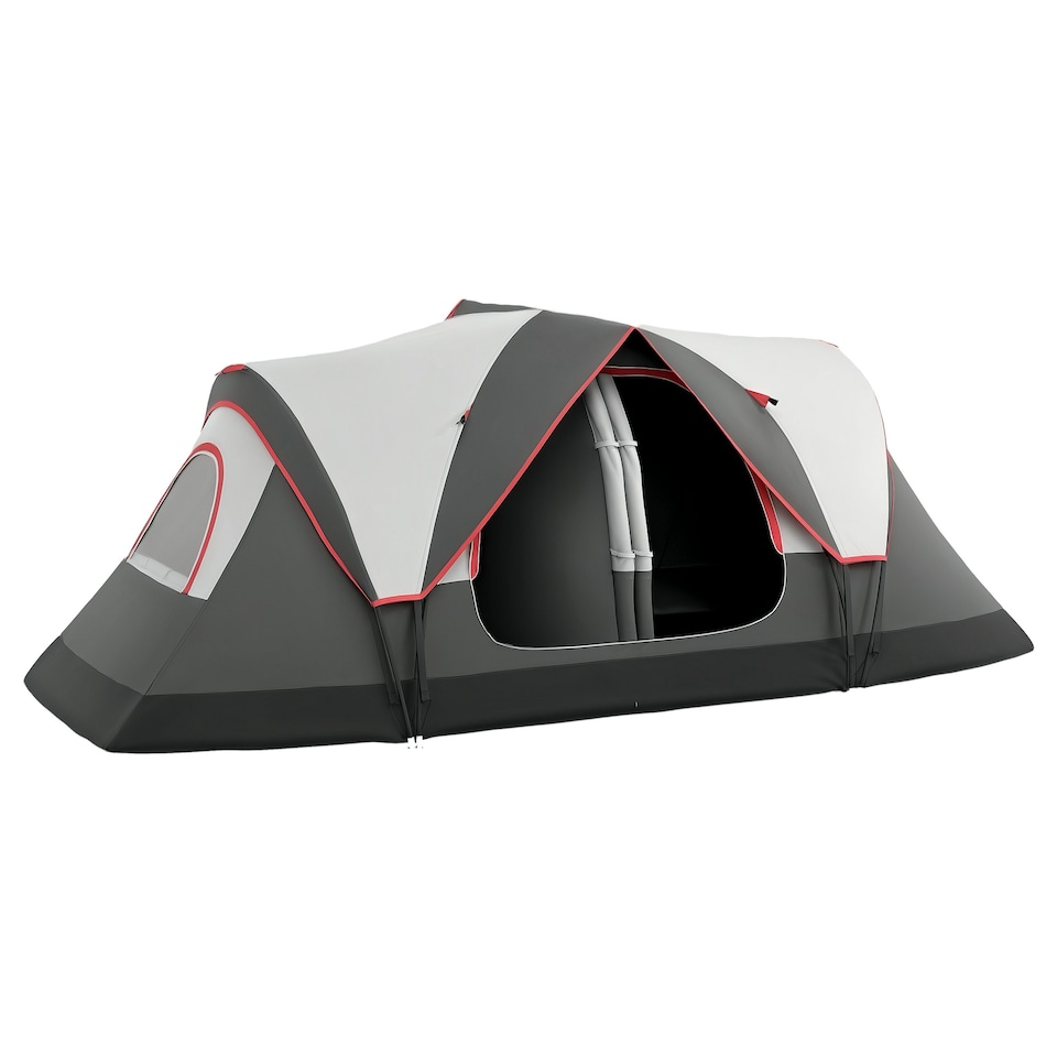 image 1 of Outsunny 2 Room Camping Tent with Waterproof Rainfly & Screen Panels Yellow 
