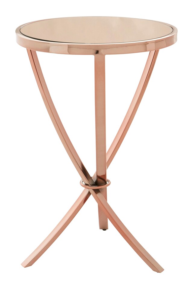 image 1 of Interiors by Premier Elegant Design Rose Gold Pinched Side Table, Versatile Corner Table, Sleek And Sturdy Bedside Small Table | Gold