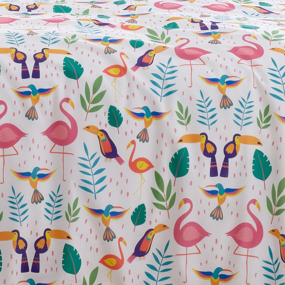 image 1 of Fusion Tropical Flamingo Duvet Cover Set Pink