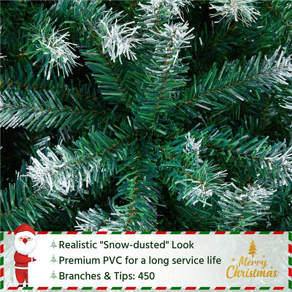 image 1 of Yaheetech Frosted Christmas Tree with Foldable Stand