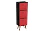 image 1 of Black 3-Tier 3-Drawer Cube Shelving Unit with Scandinavian Legs | Red | Red & Beech | 1