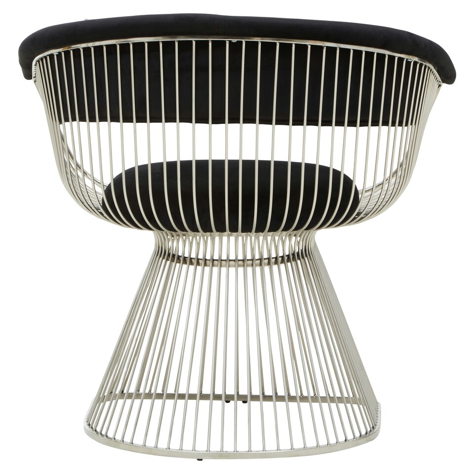 image 1 of Interiors by Premier Black Velvet and Silver Frame Chair Black