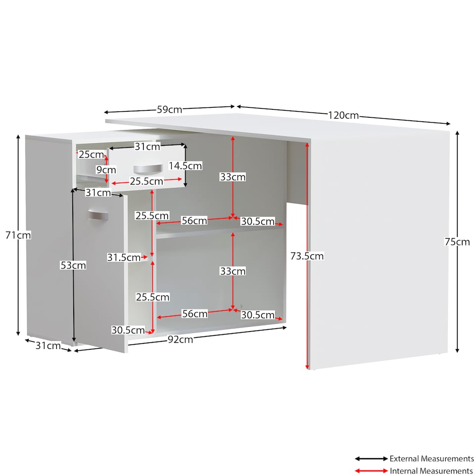 image 1 of Vida Designs Longton Adjustable Computer Desk Home Office Workstation, White