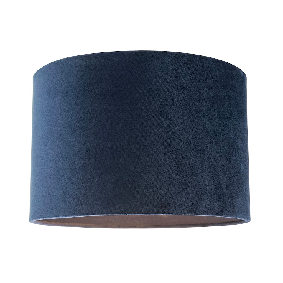 image 1 of Soft Velvet Midnight Blue Fabric Round Lamp Shade for Table or Pendant Blue
