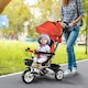 image 2 of HOMCOM 6 in 1 Kids Trike for 1-5 Years, Toddler Tricycle Folding Bike with Parent Handle, Reversible Seat, Storage Basket, Canopy, 5-point Seat Harness, Red