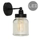 image 2 of ValueLights Cambourne Matte Black Wall Light with Black Shade and E27 Pear LED 4W Warm White 2700K Bulb Black