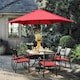 image 3 of Yaheetech 230 cm Patio Umbrella with 6 Ribs Push Button Tilt and Crank-Red