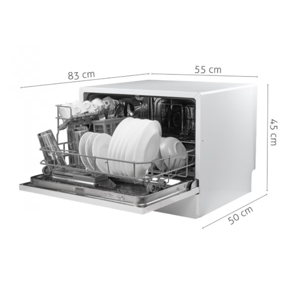 image 1 of HYE 55cm Table Top 6 Place Settings Dishwasher - White - DW016TTW25