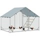 image 6 of PawHut Walk in Chicken Run with Waterproof & UV-Resistant Cover, Hanging Feeder, Perch, Hen Poultry House for 6-8 Chickens, Ducks, Rabbits, Geese, Silver