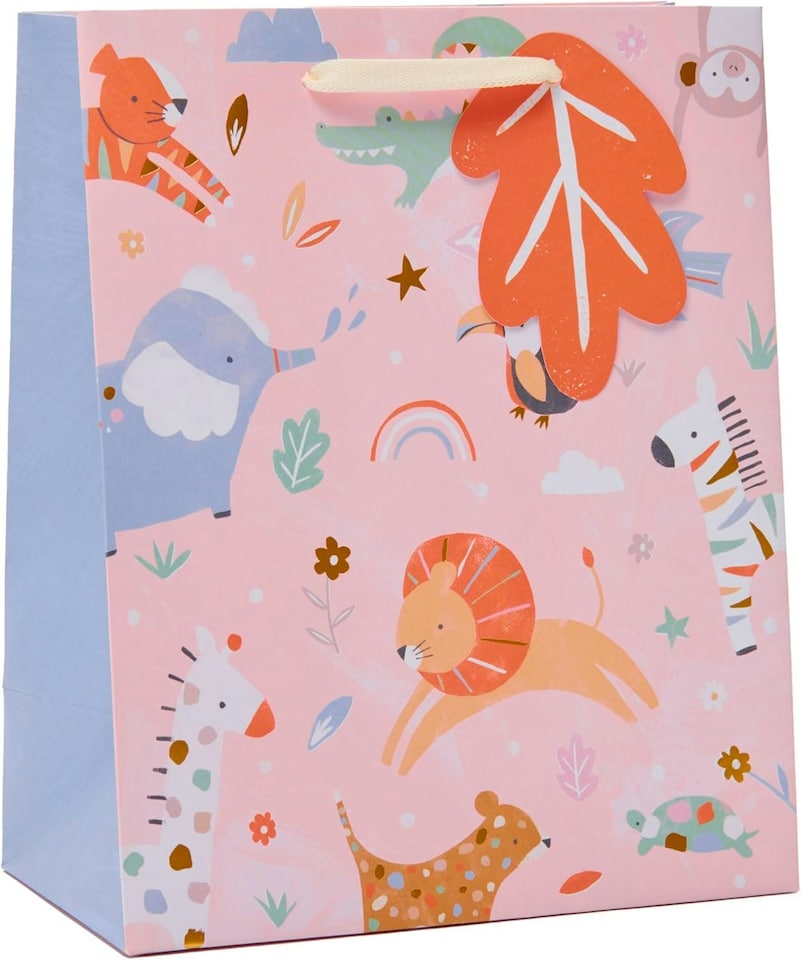 image 1 of Cute Animals Design Medium Gift Bag for Baby Girl | Multi | 1