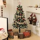 image 2 of HOMCOM 5ft Artificial Christmas Tree with LED Lights and Red Decorations